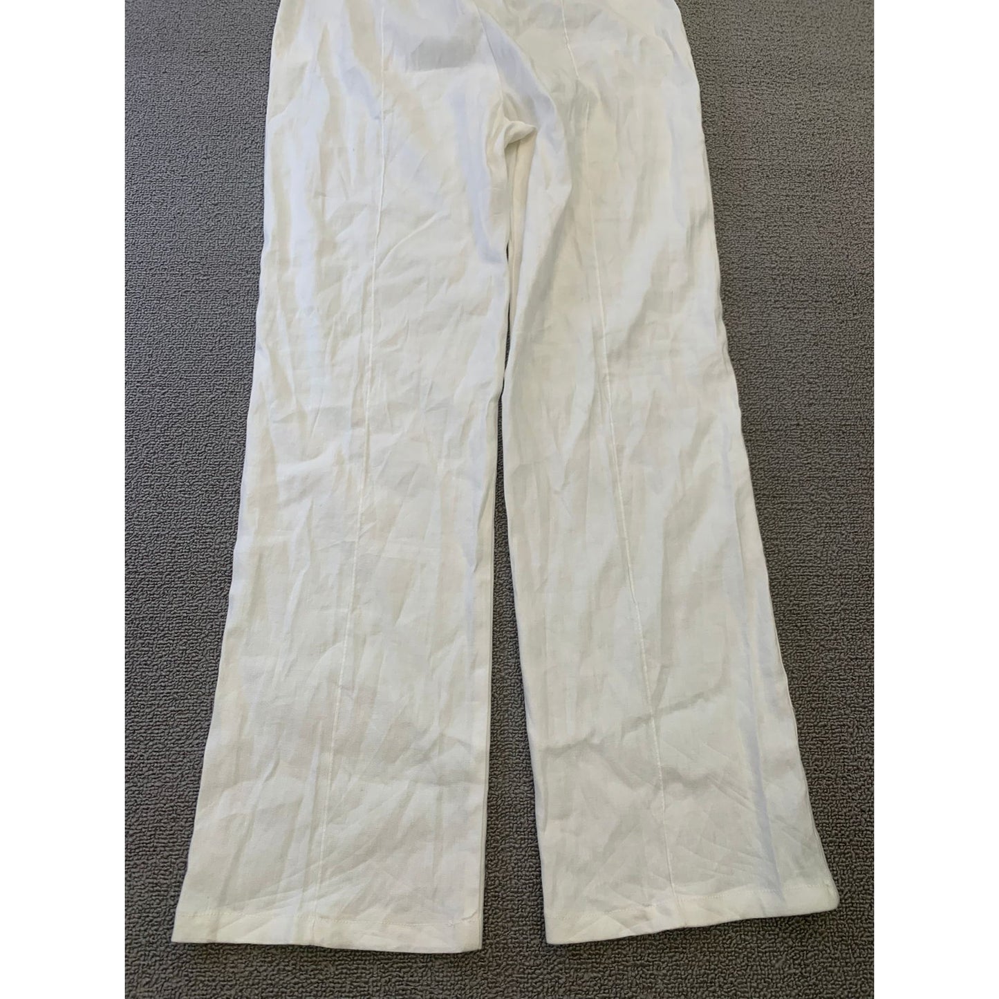 Monrow Women Medium White Wide Leg Linen Blend Pants