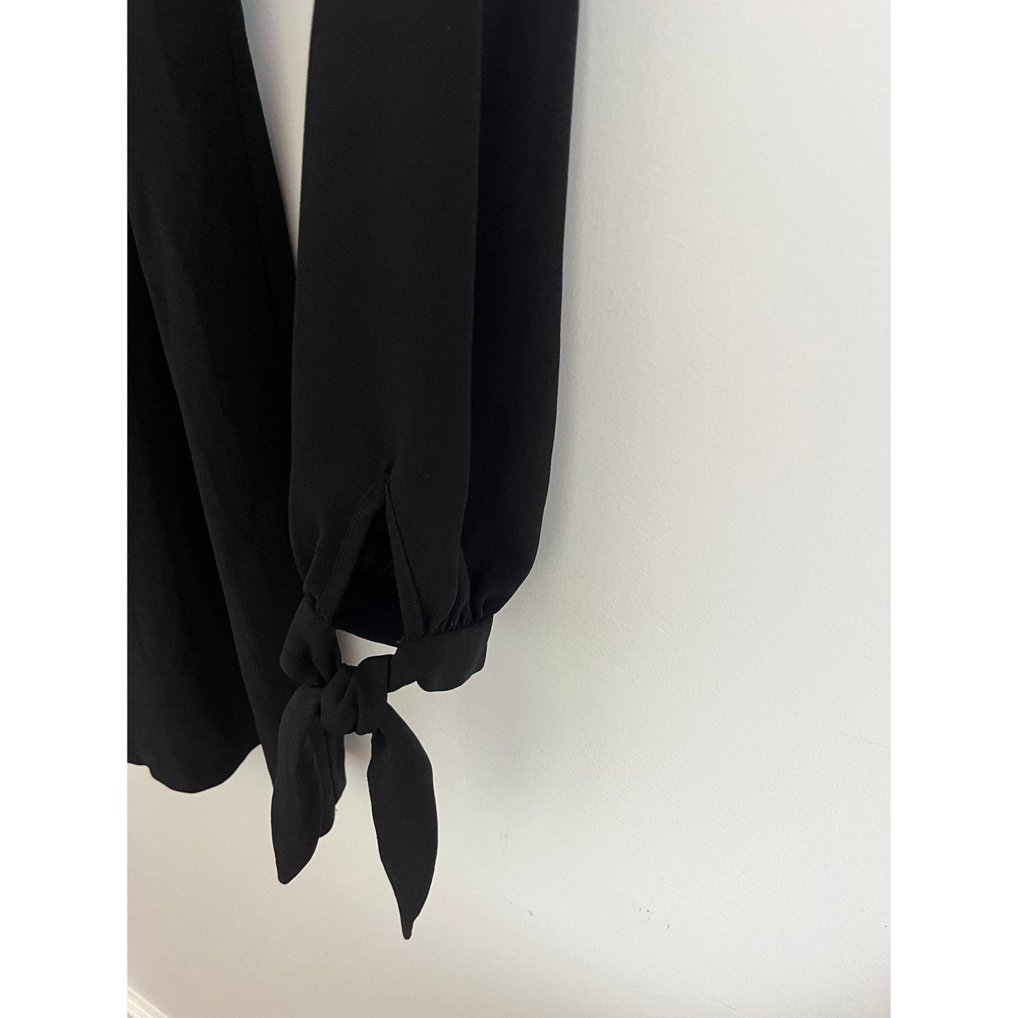Intermix Romper Women S Black Long Sleeve Front Tie Deep V Back Zip Dressy