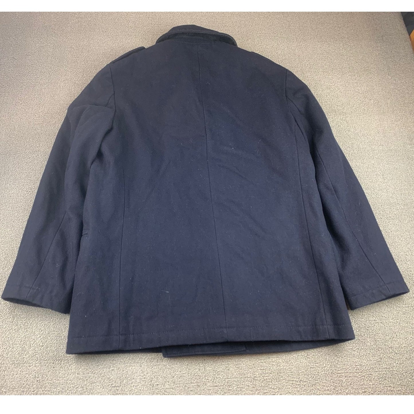 Nautica Black Wool Blend Peacoat Coat Jacket Mens Size Medium Quilted Lining