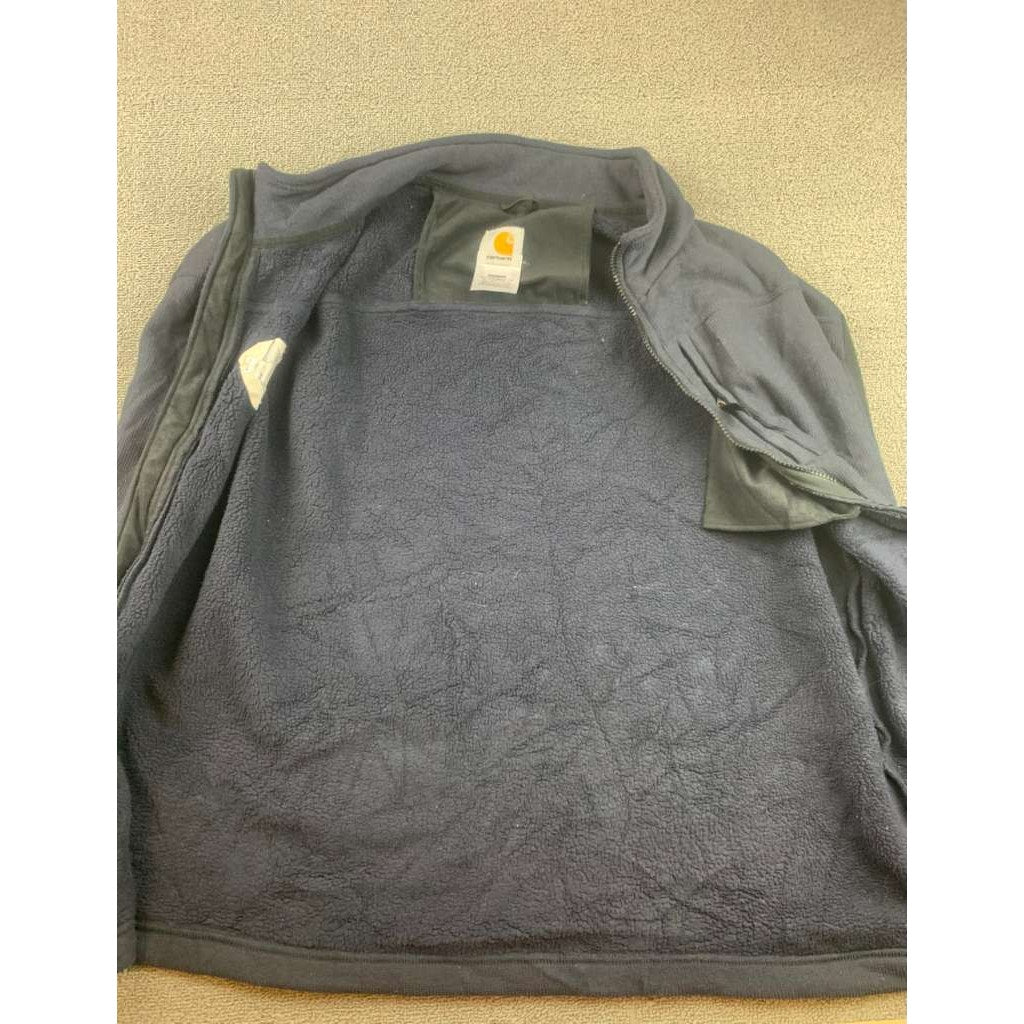 Carhartt Men's Size XXL Dark Blue Fleece Vest Full Zip Workwear Pocket