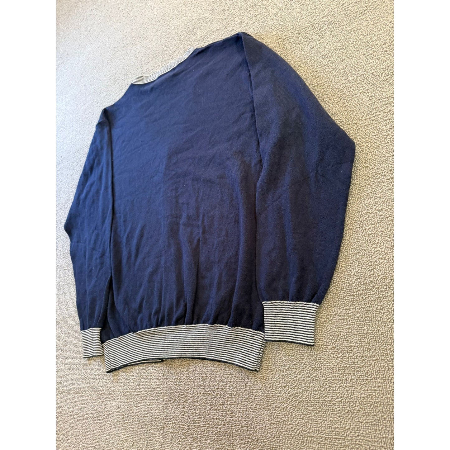 Tasso Elba Large Mens Navy Supima Cotton Striped Cardigan
