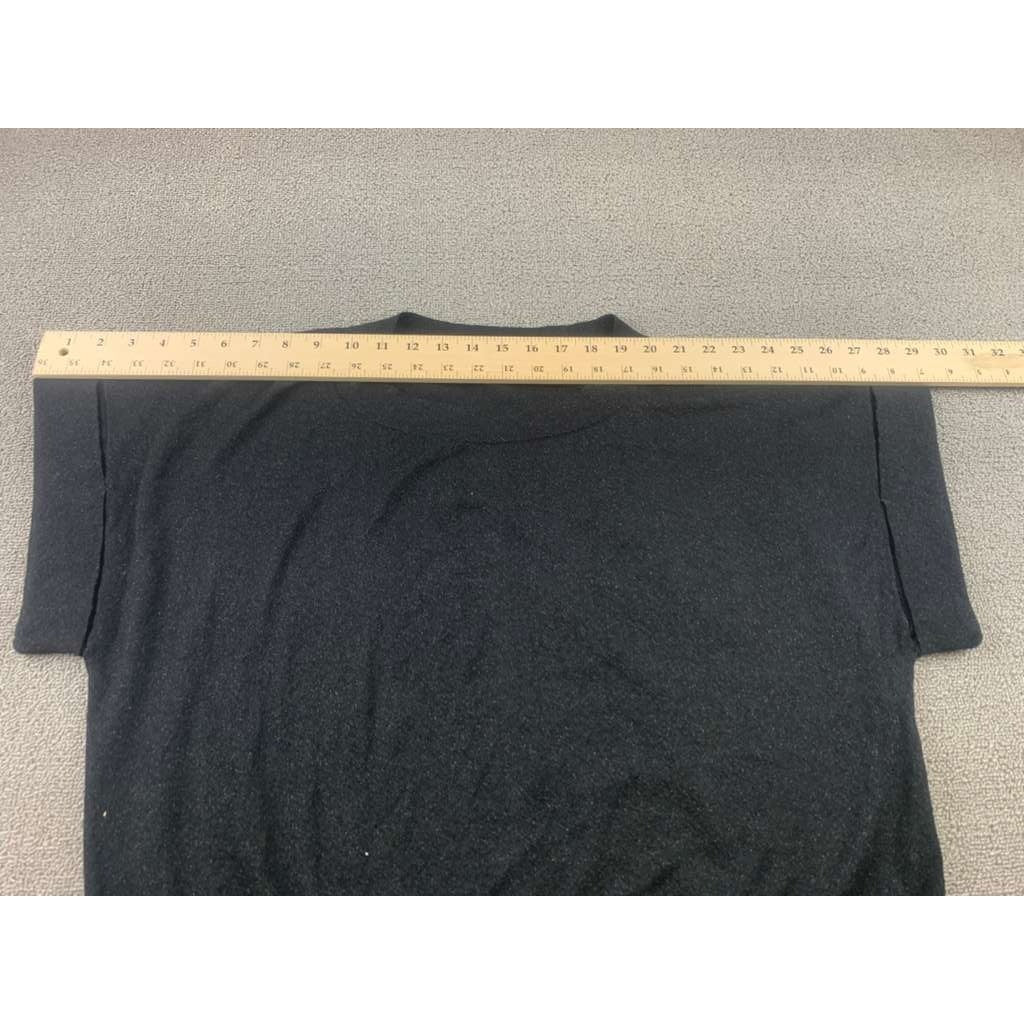 An'ge Women S/M Black Sweater Folded Short Sleeve Dolman Pullover Rib Hem Ange