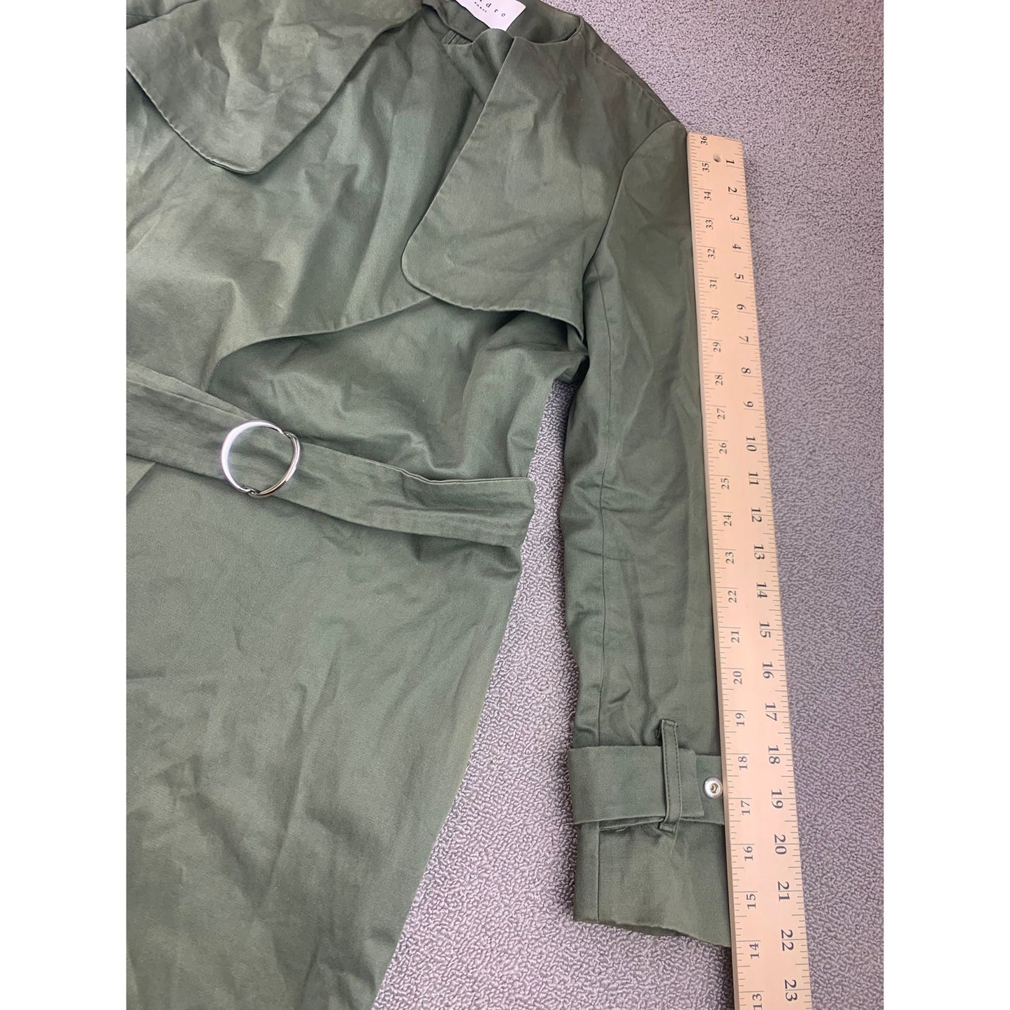Sandro Paris Women's 36 Belted Green Trench Coat 100% Cotton