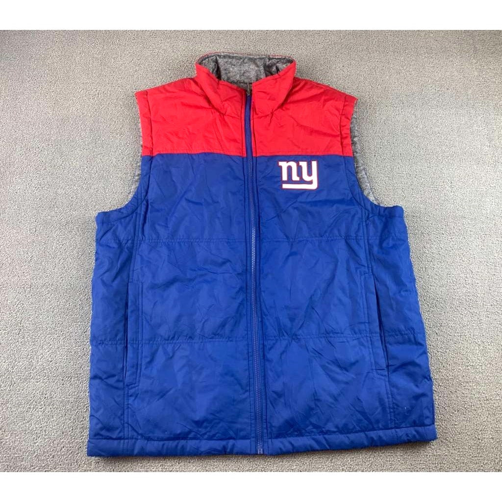 NFL New York Giants Football Men's XL Blue Red Reversible Puffer Vest Insulated