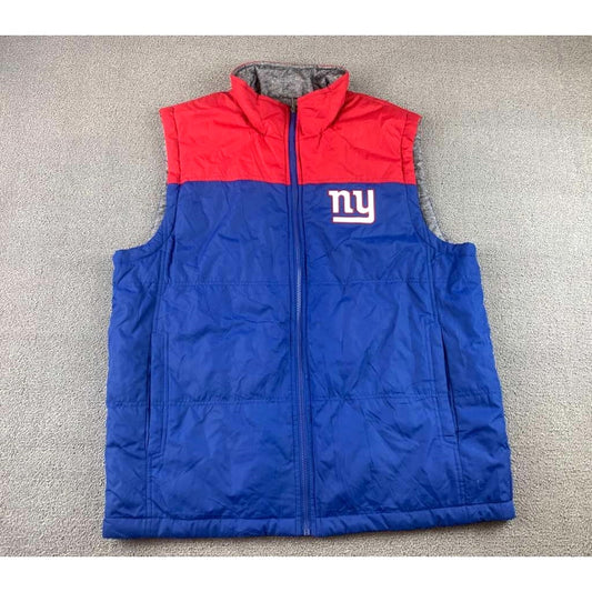 NFL New York Giants Football Men's XL Blue Red Reversible Puffer Vest Insulated