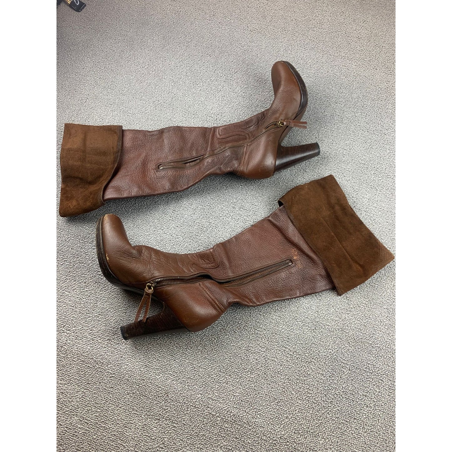 Miu Miu Women's 37.5 Brown Leather Knee High Boots