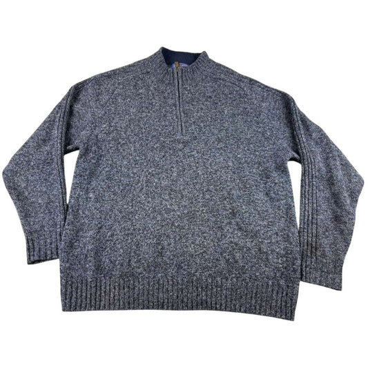 Pendleton Sweater Men's L Gray Shetland Wool Quarter Zip Mock Neck Long Sleeve