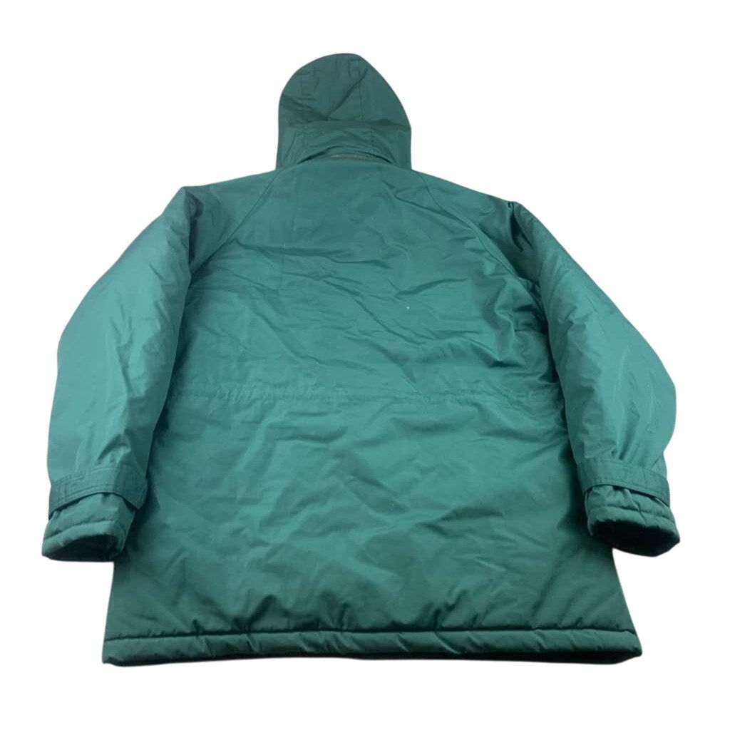 St John’s Bay Men’s Size Large Green Plaid Lined Hooded Parka Jacket Korea Made