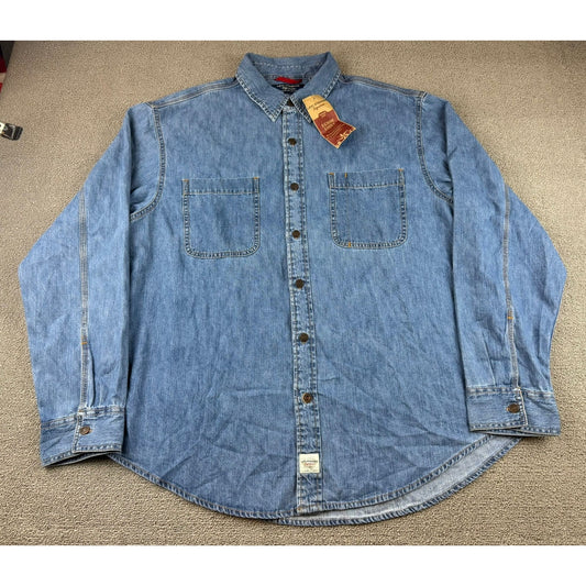 VTG Levi Strauss Signature Denim Shirt Men XL Long Sleeve Two Pocket Bangladesh