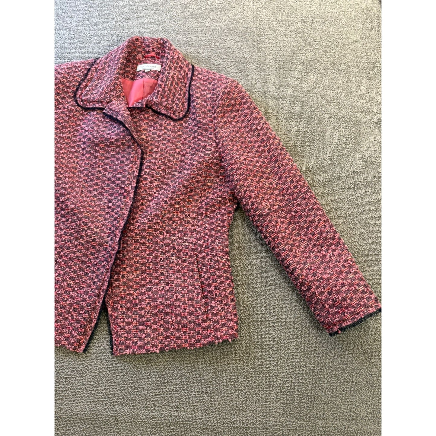 Emanuel Ungaro Size 14 Womens Pink Tweed Blazer Jacket
