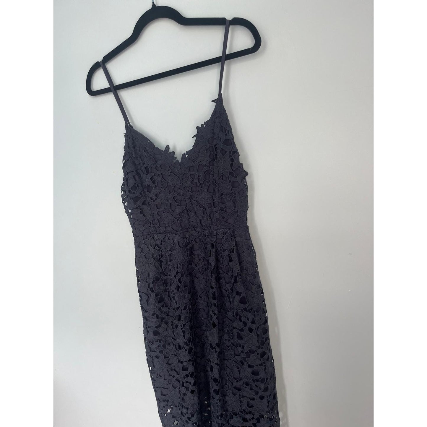 ASTR The Label Lace Midi Dress Women Large Blue Floral Crochet Formal