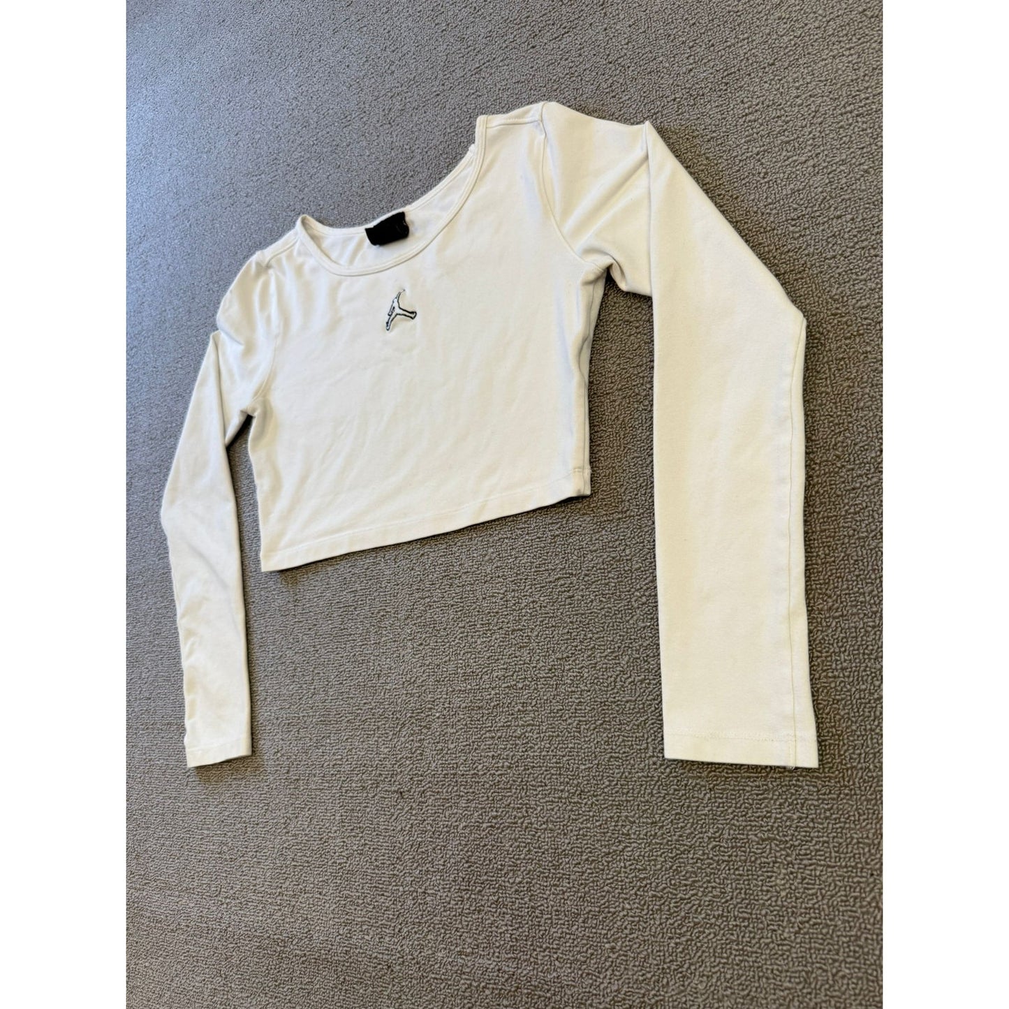 JORDAN Women's Crop Top Tight Fit Shirt M Long Sleeve Shirt Nike Air Knit Black
