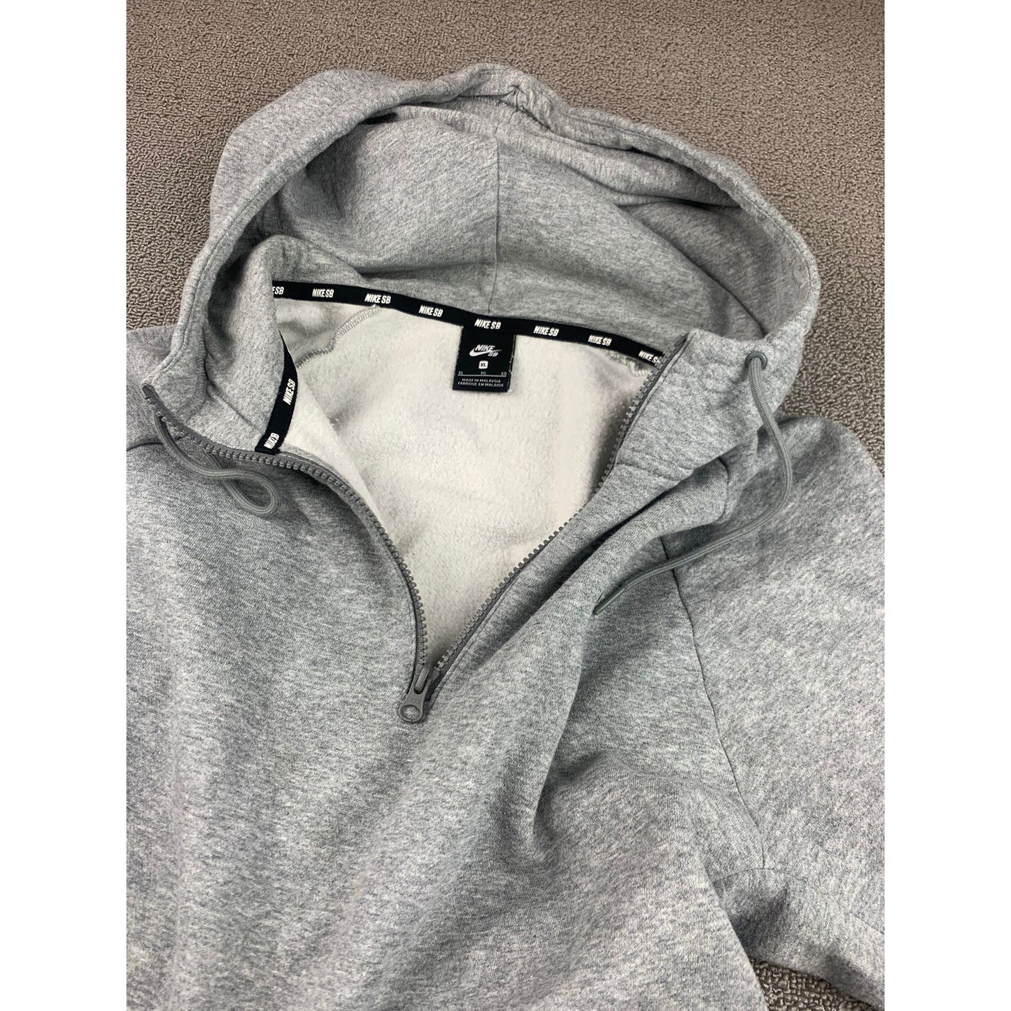 Nike SB Hoodie Icon Gray Quarter Zip Swoosh Logo Sweatshirt Men's XL