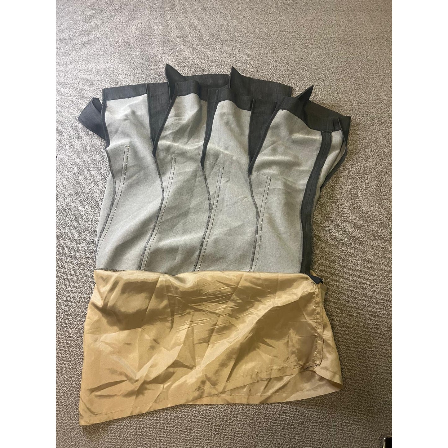 Albert Nipon Gray Pleated A-Line Skirt Women 8 White Stiching