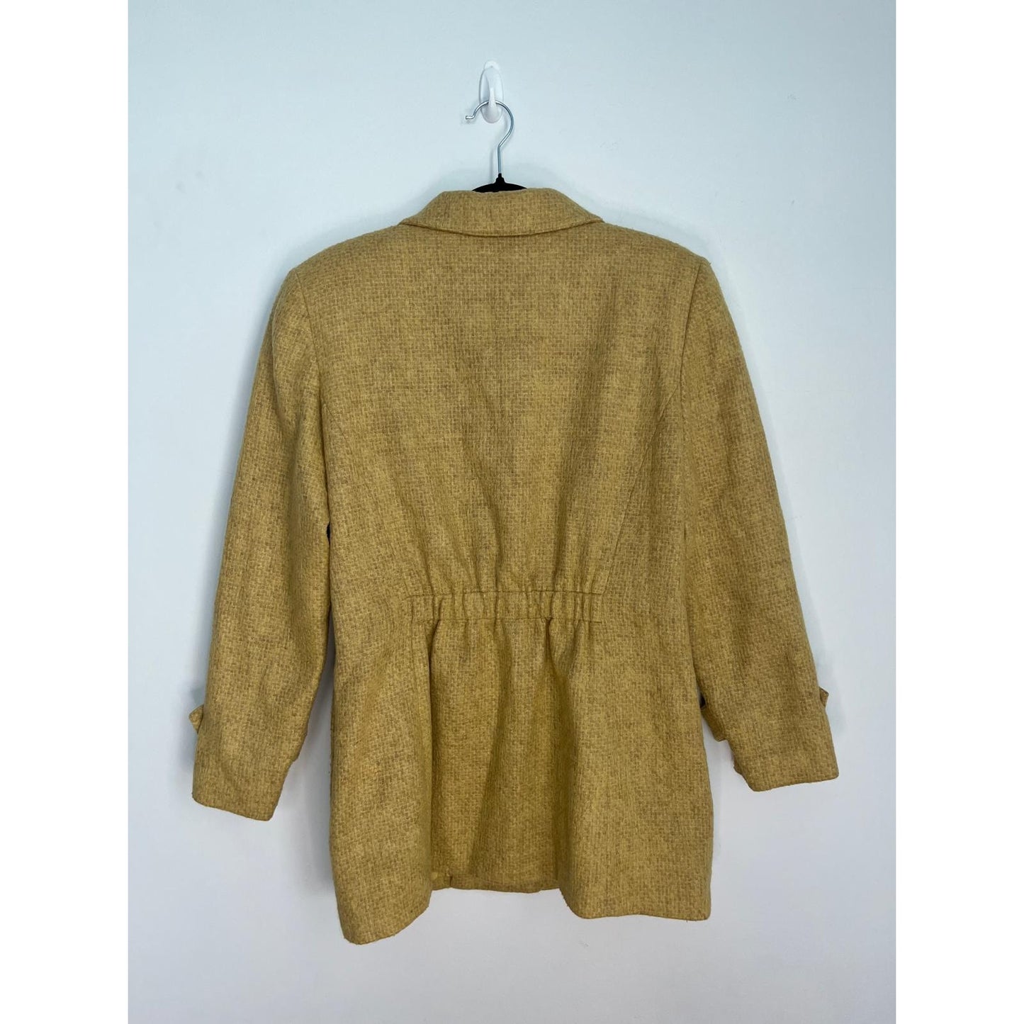Bill Blass Vintage Blend Coat Women 12 Yellow Mohair Collared Lined Jacket