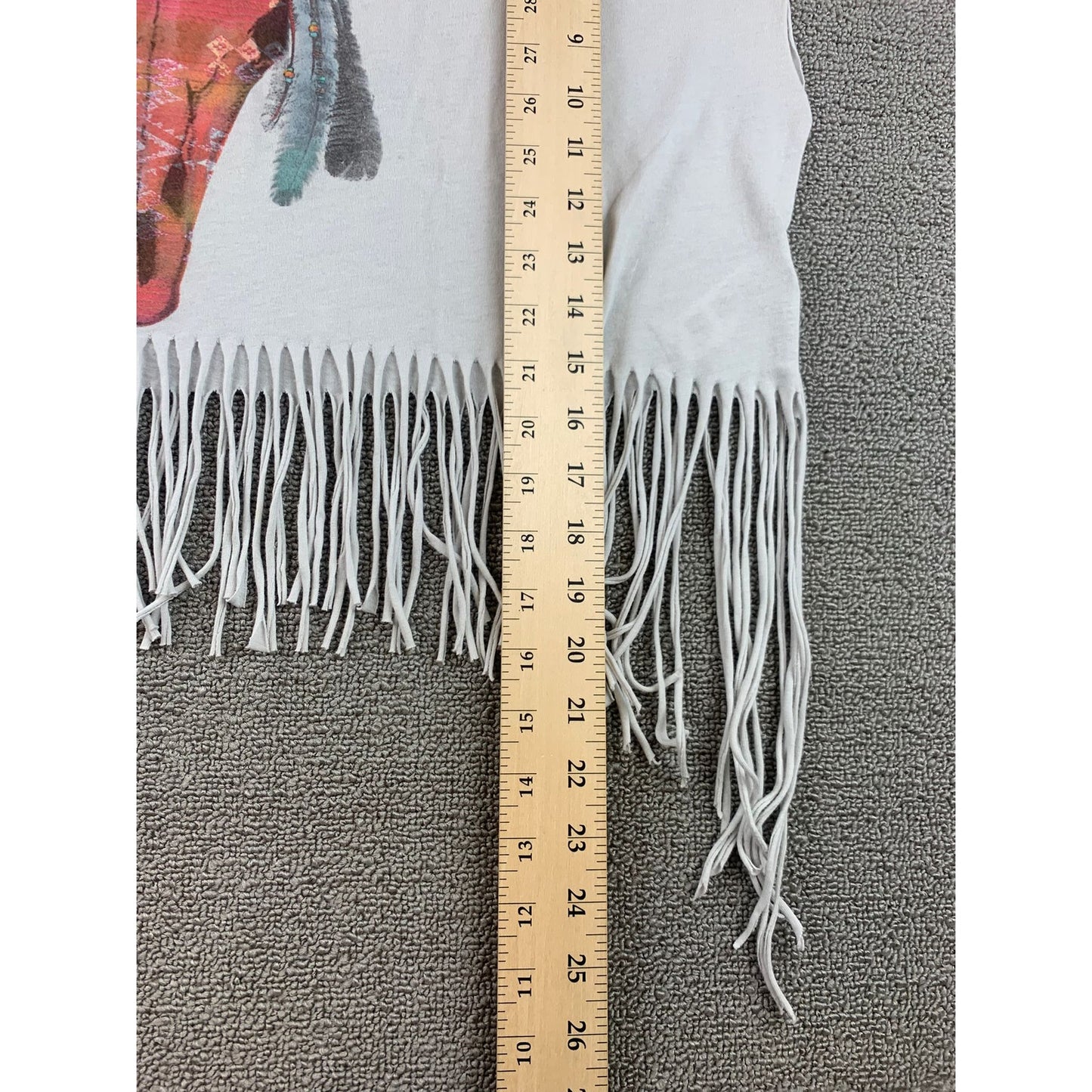 Forever 21 Women M White Western Bull Skull Graphic Fringe Cropped T-Shirt