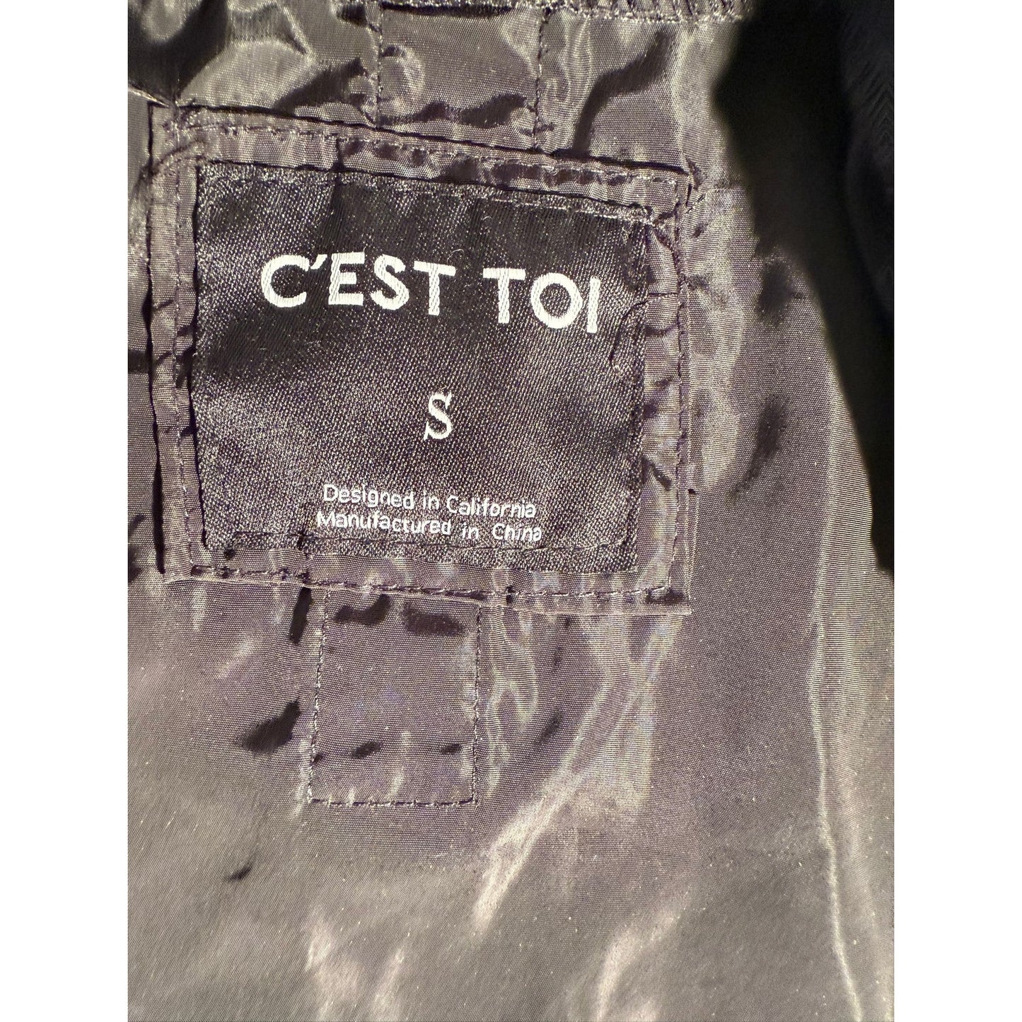 C’est Toi Black Cropped Zip‑Up jacket Size S Active Fall Urban City