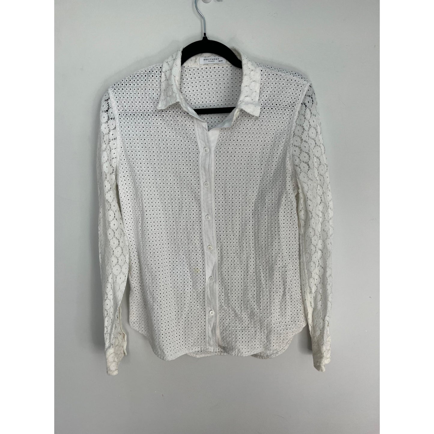 Equipment Lace Button Down Top Women XS White Eyelet Embroidered Blouse