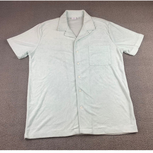 Onia Terry Camp Shirt Men's M Mint Green Short Sleeve Button Front Resort