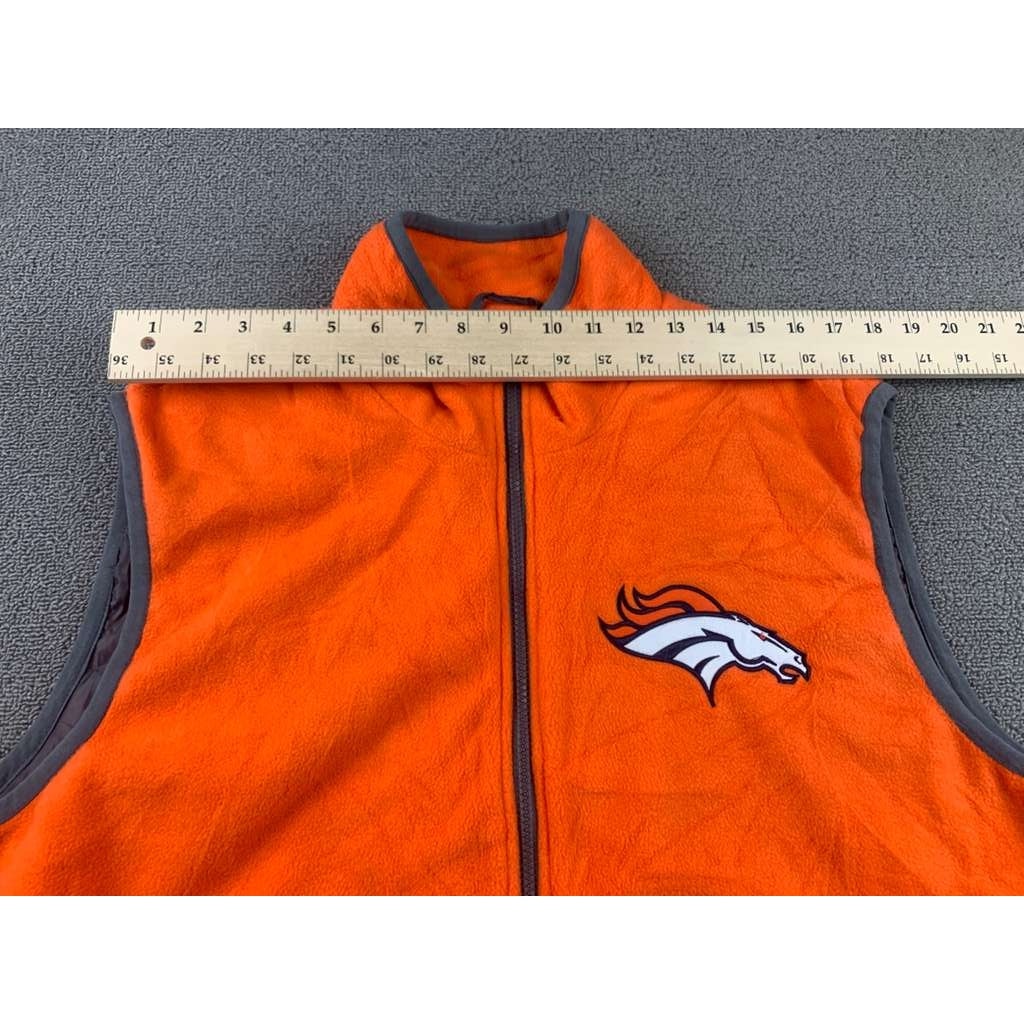NFL Apparel Men's Large Orange Gray Trim Broncos Vest Warm Fan Horse