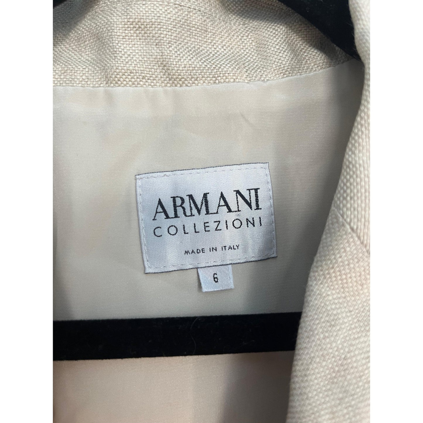 Armani Collezioni Blazer Women 6 Beige Linen Button Front Italy