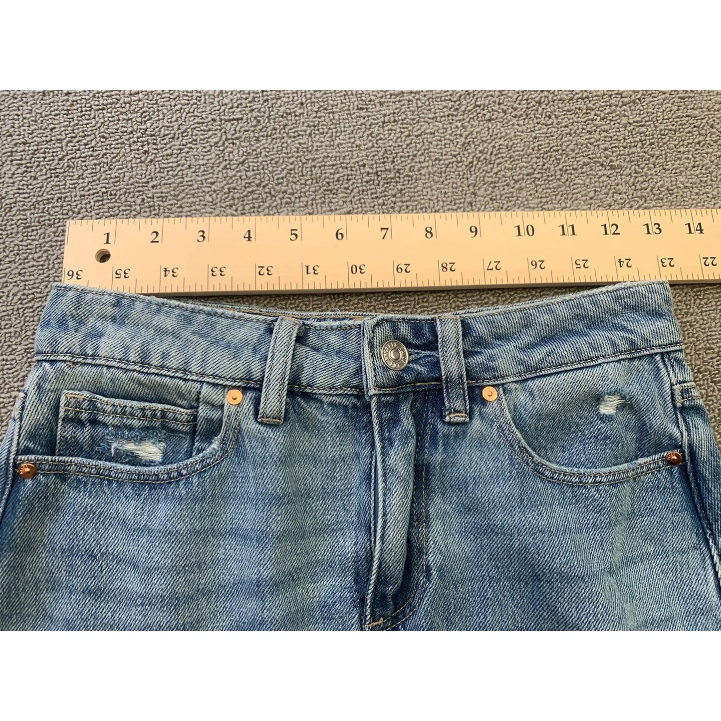Paige Women 25 Blue Distressed Raw Hem Denim Mini Skirt