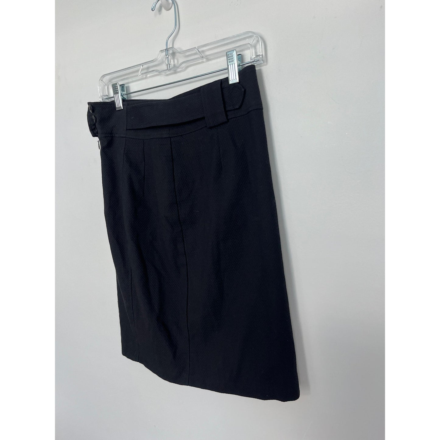 Nanette Lepore Pencil Skirt Women 4 Black Textured Belted High Waist Career
