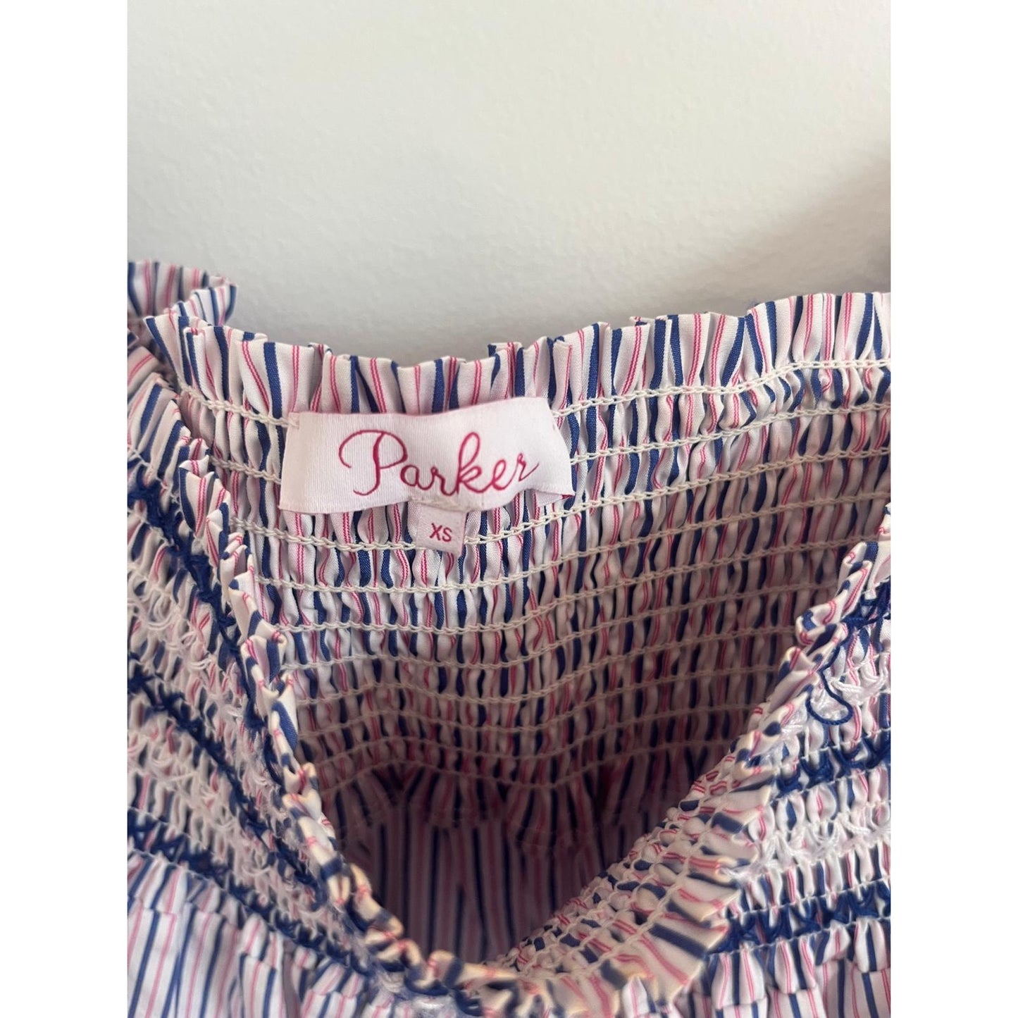 Parker Smocked Blouse Women XS Striped Bell Sleeve Ruffle Boho Top