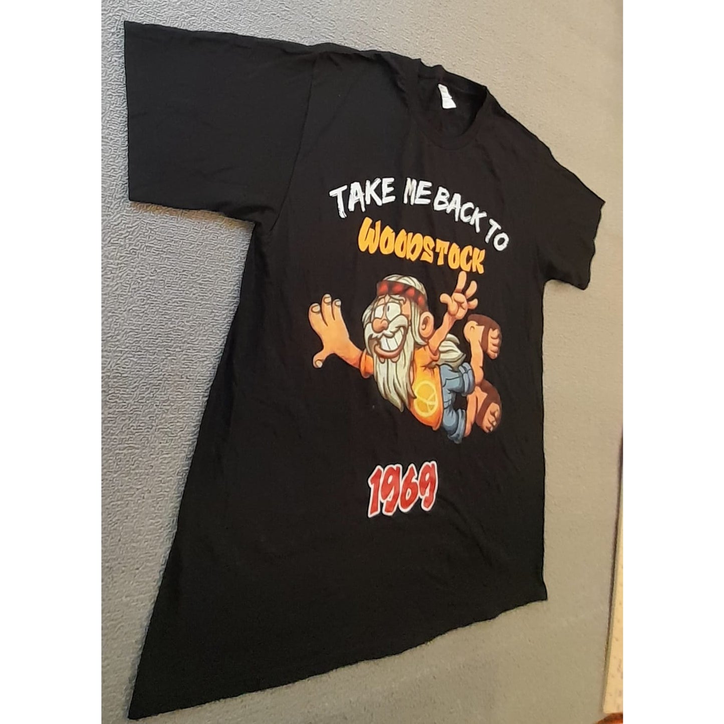Port & Company Mens L Black Woodstock 1969 Graphic T Shirt