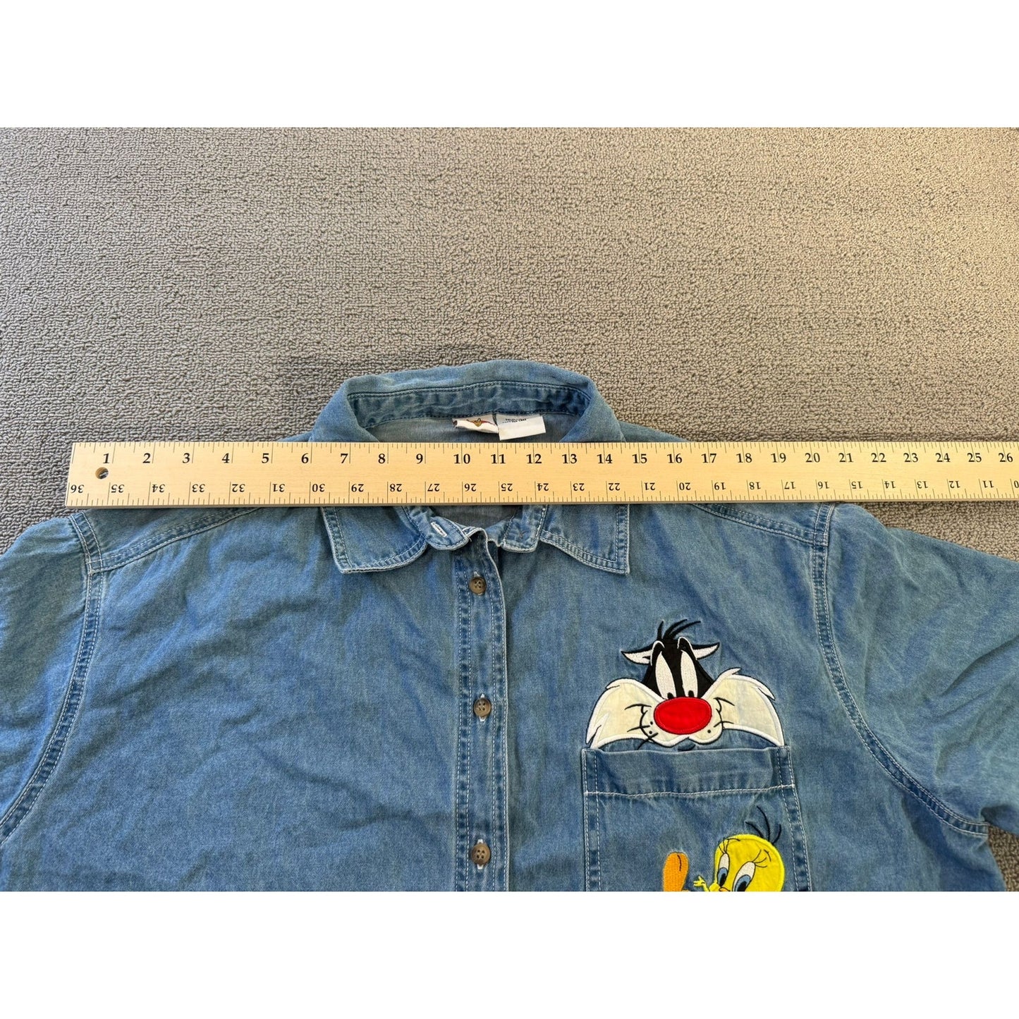 Vintage Looney Tunes Women's 18W/20W Cotton Denim Shirt Syl & Tweety
