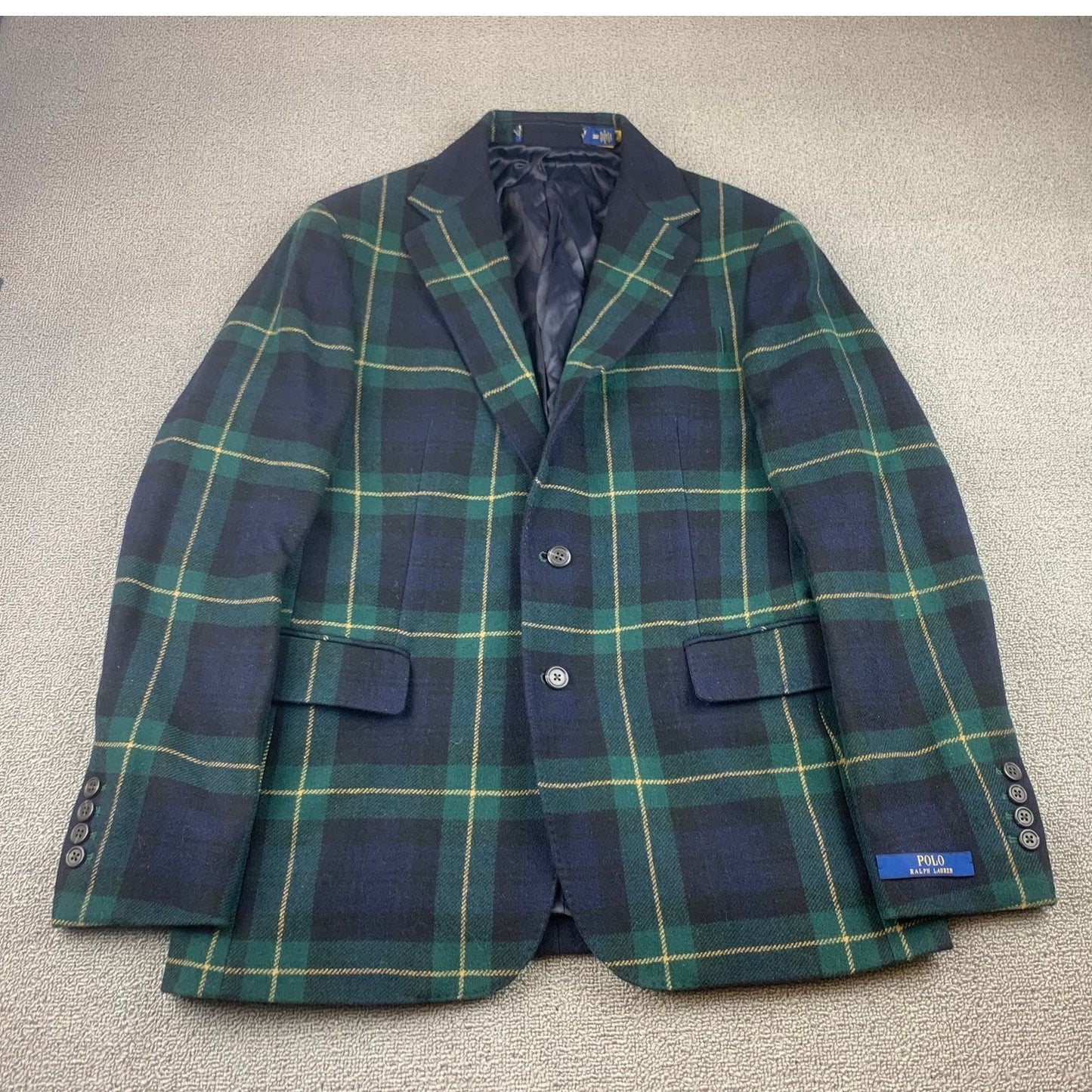 Polo Ralph Lauren Men 38R Tartan Plaid Wool Blend Blazer Sport Coat