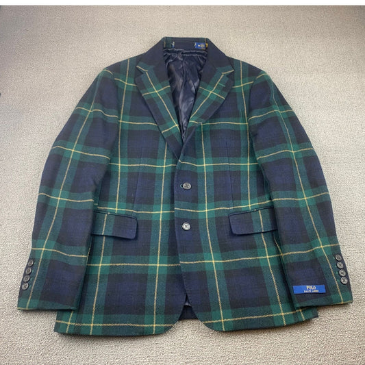 Polo Ralph Lauren Men 38R Tartan Plaid Wool Blend Blazer Sport Coat