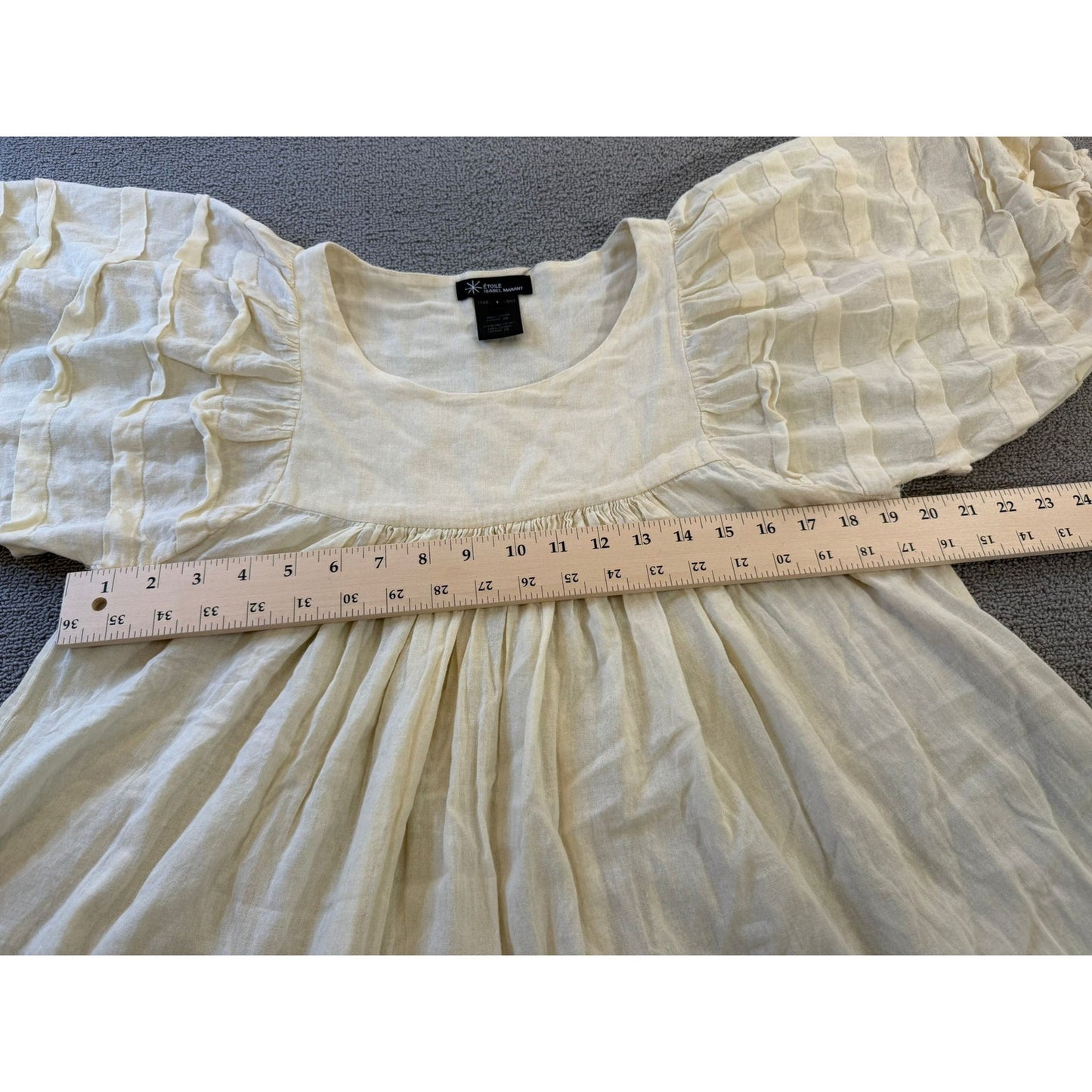 Etoile Isabel Marant Women's Size 1Cream Cotton Blend Ruffle Puff Sleeve Top