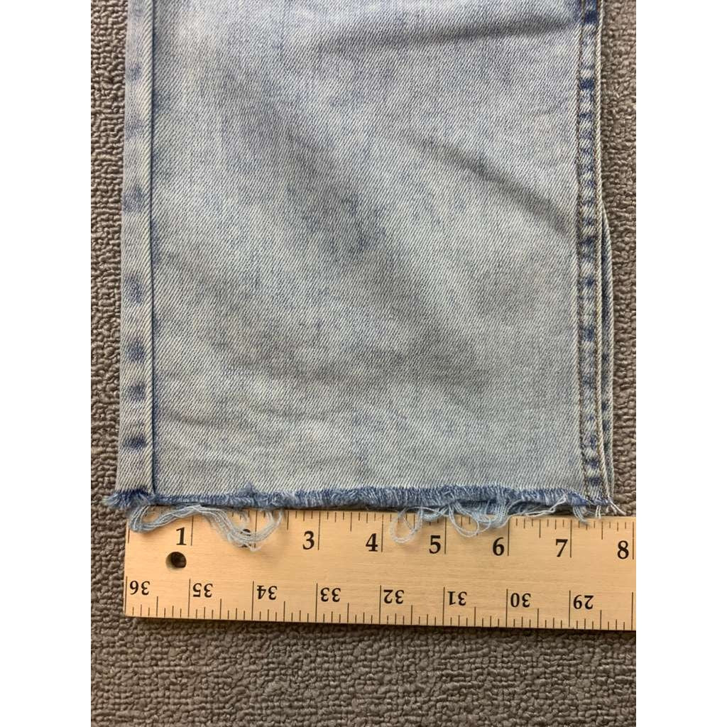 Emory Park Pants Women Size Medium Blue Jean 100% Cotton Split Hem