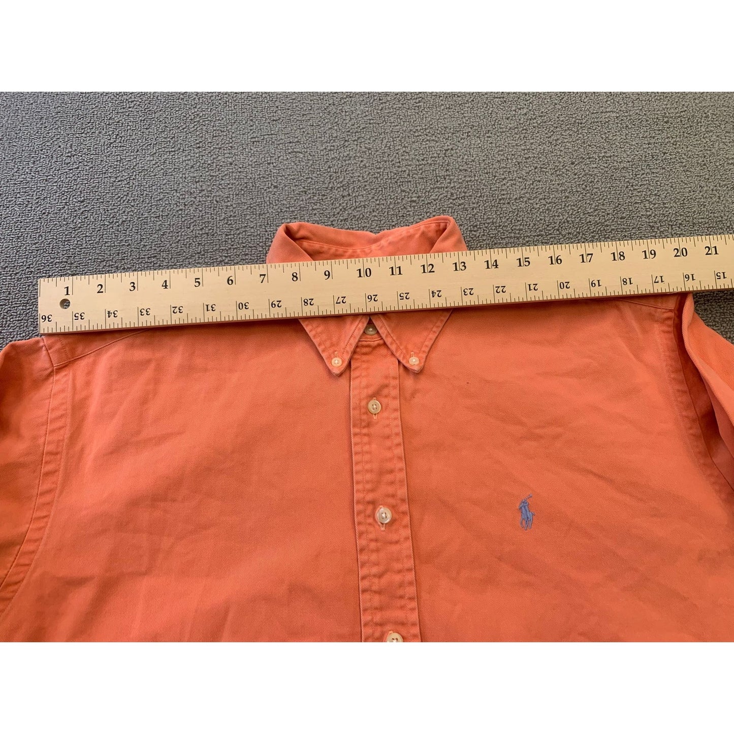 RALPH LAUREN Men's Large Orange Solid Button-Down Shirt