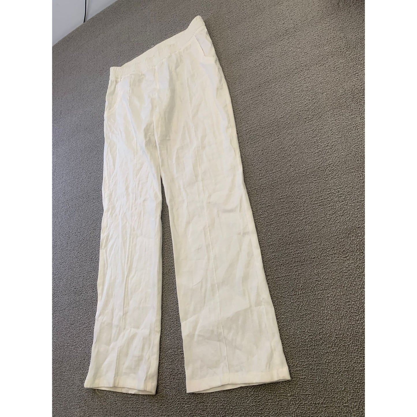 Monrow Women Medium White Wide Leg Linen Blend Pants