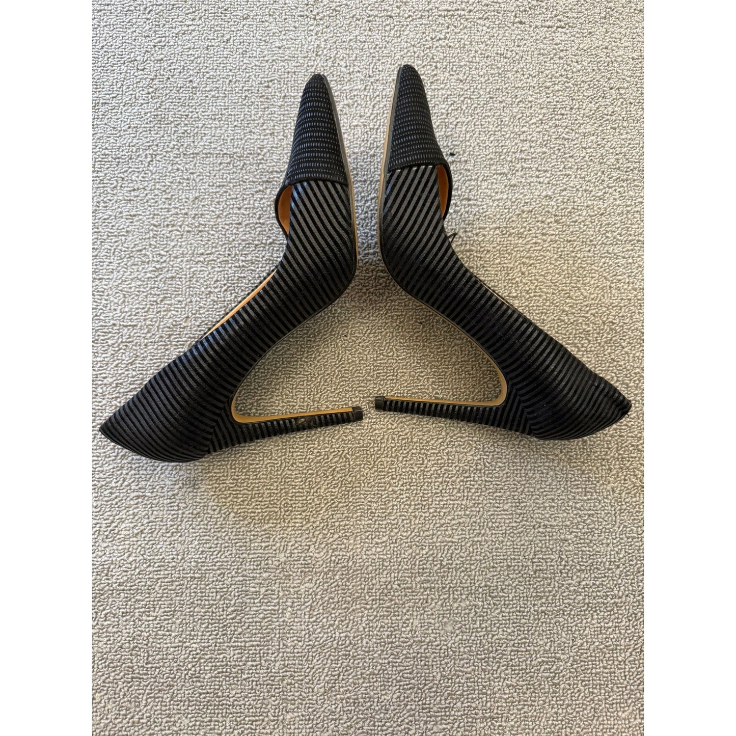 EXPRESS Women's Size 8 Black Ribbed Pointed Toe D'Orsay Stiletto Heels