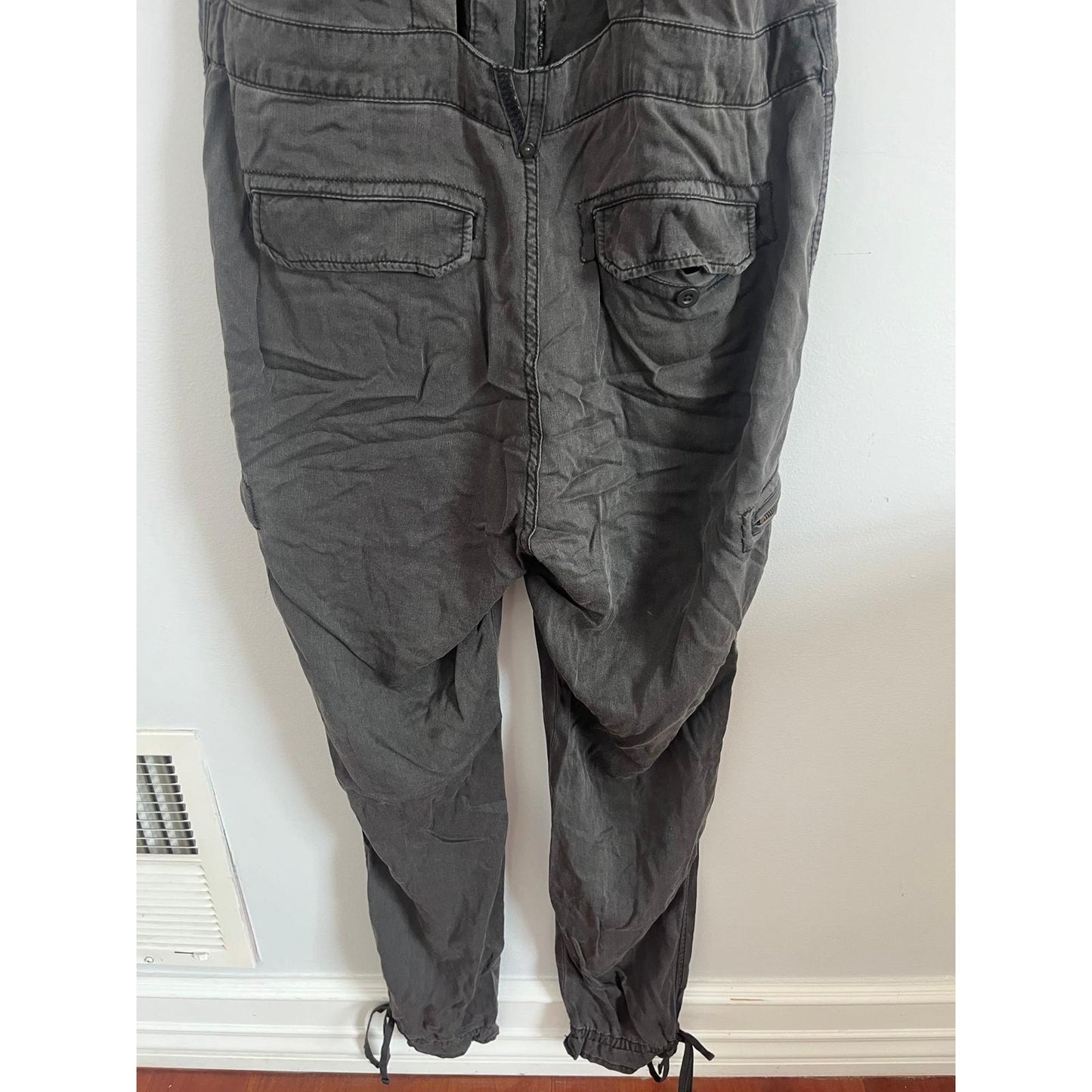 Free People Jumpsuit Women 10 Black Utility Sleeveless Drawstring Pockets
