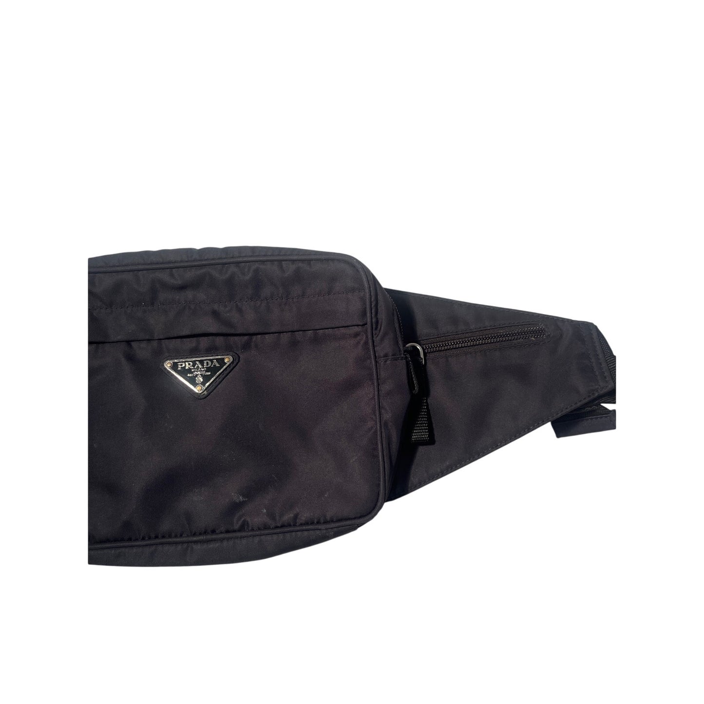 Prada black nylon belt bag / cross body bag