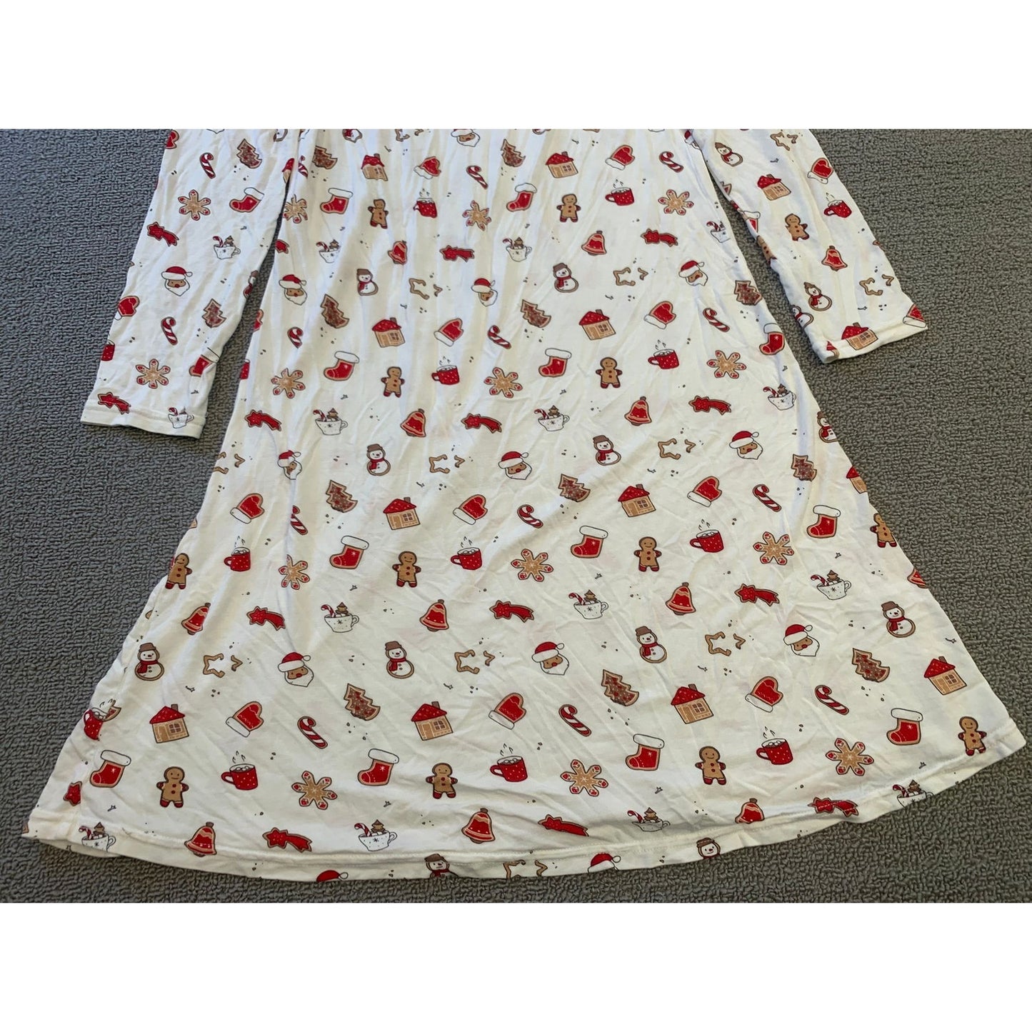 Bellabu Bear Girls 9/10Y White Christmas Gingerbread Nightgown Pajama Dress