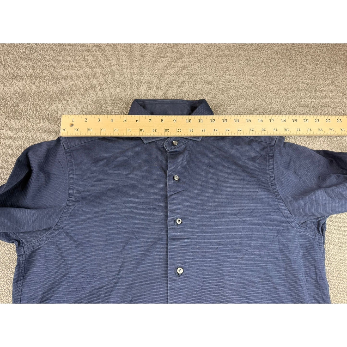 Brooks Brothers Milano Dress Shirt Men's 16-33 Navy Italian Fabric Made in USA