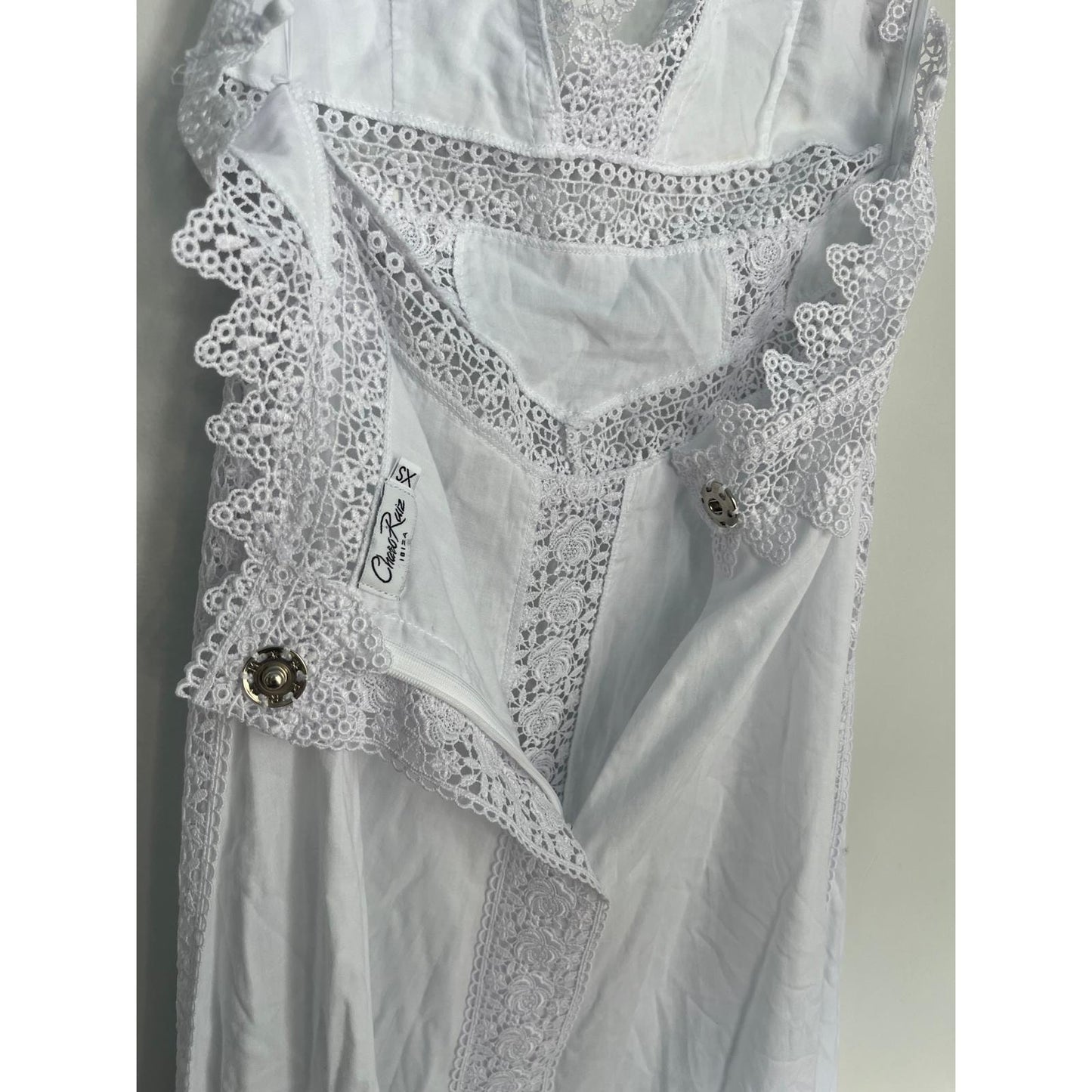 Charo Ruiz Ibiza Lace Maxi Dress Women XS White Boho Eyelet Summer Beach