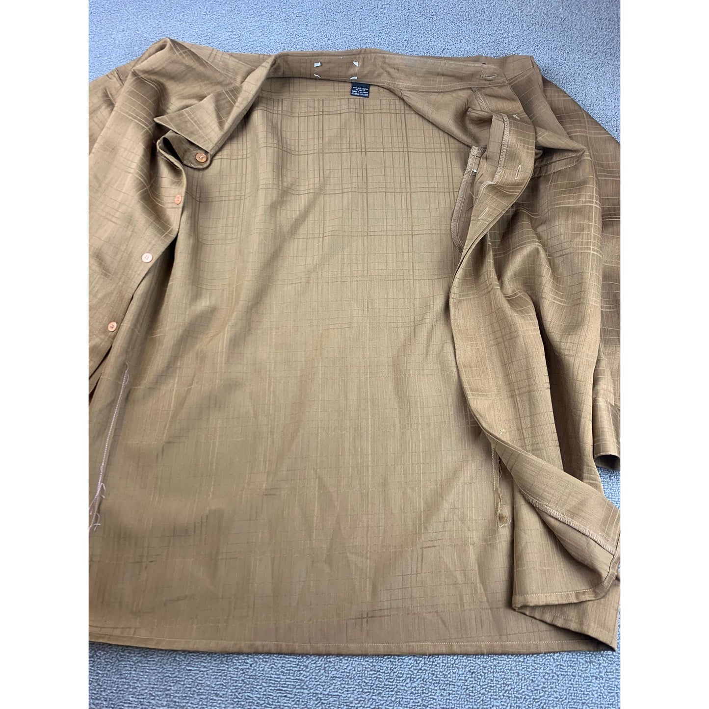 Montique Men Large Brown Long Sleeve Button Down Casual Dress Shirt