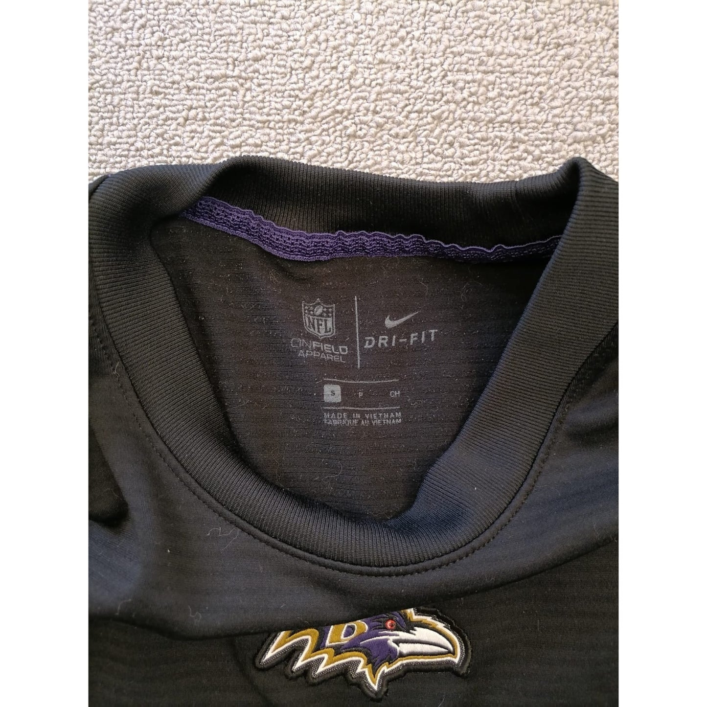 Nike Dri-Fit Men's S Baltimore Ravens Black Long Sleeve Shirt NFL Apparel