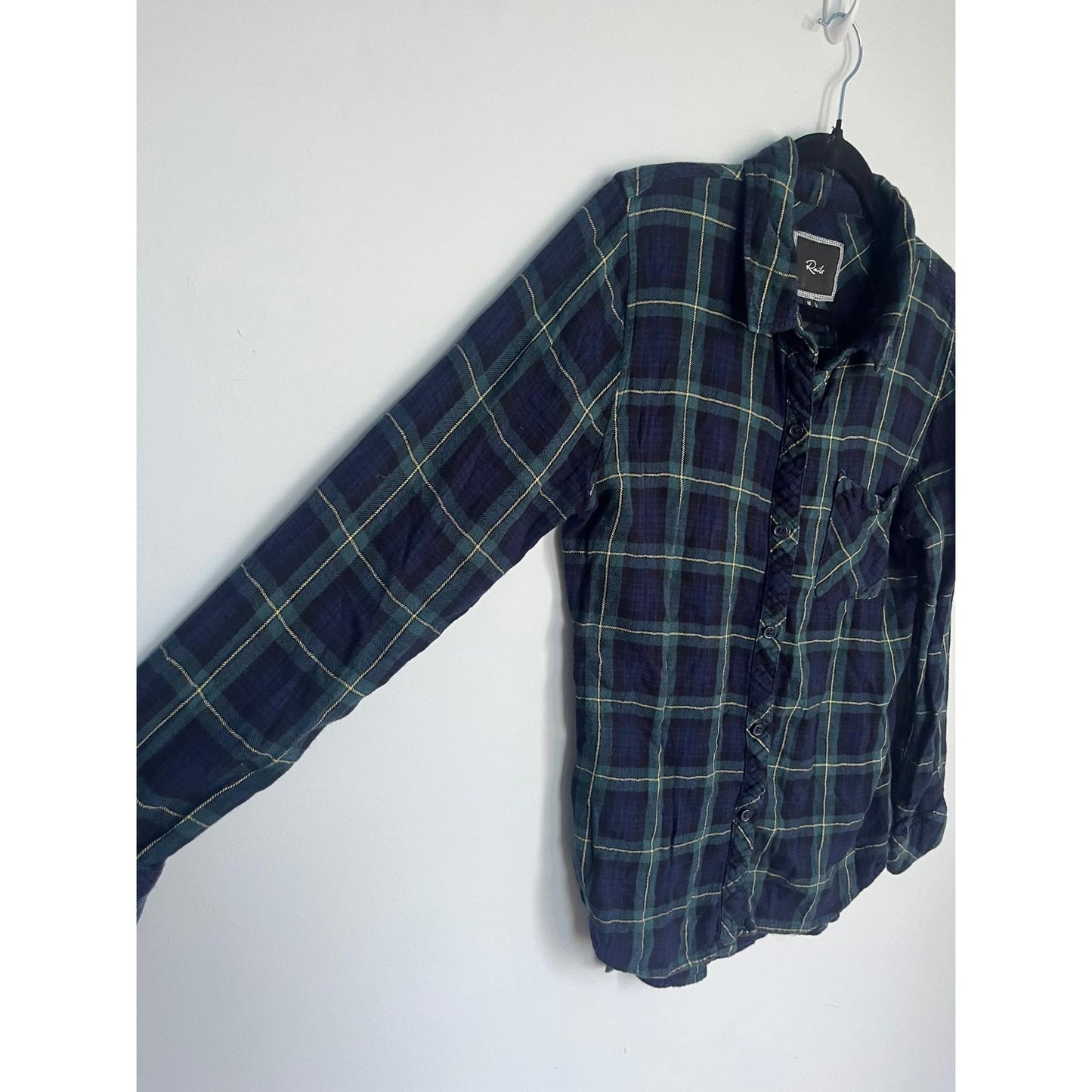 Rails Plaid Button Down Shirt Women M Navy Green Checkered Flannel