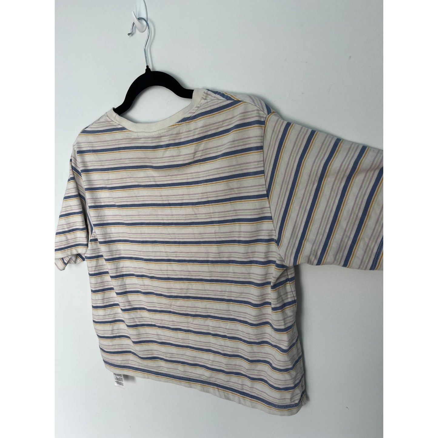 Levis Striped T Shirt Women S Cream Blue Yellow Cotton Casual