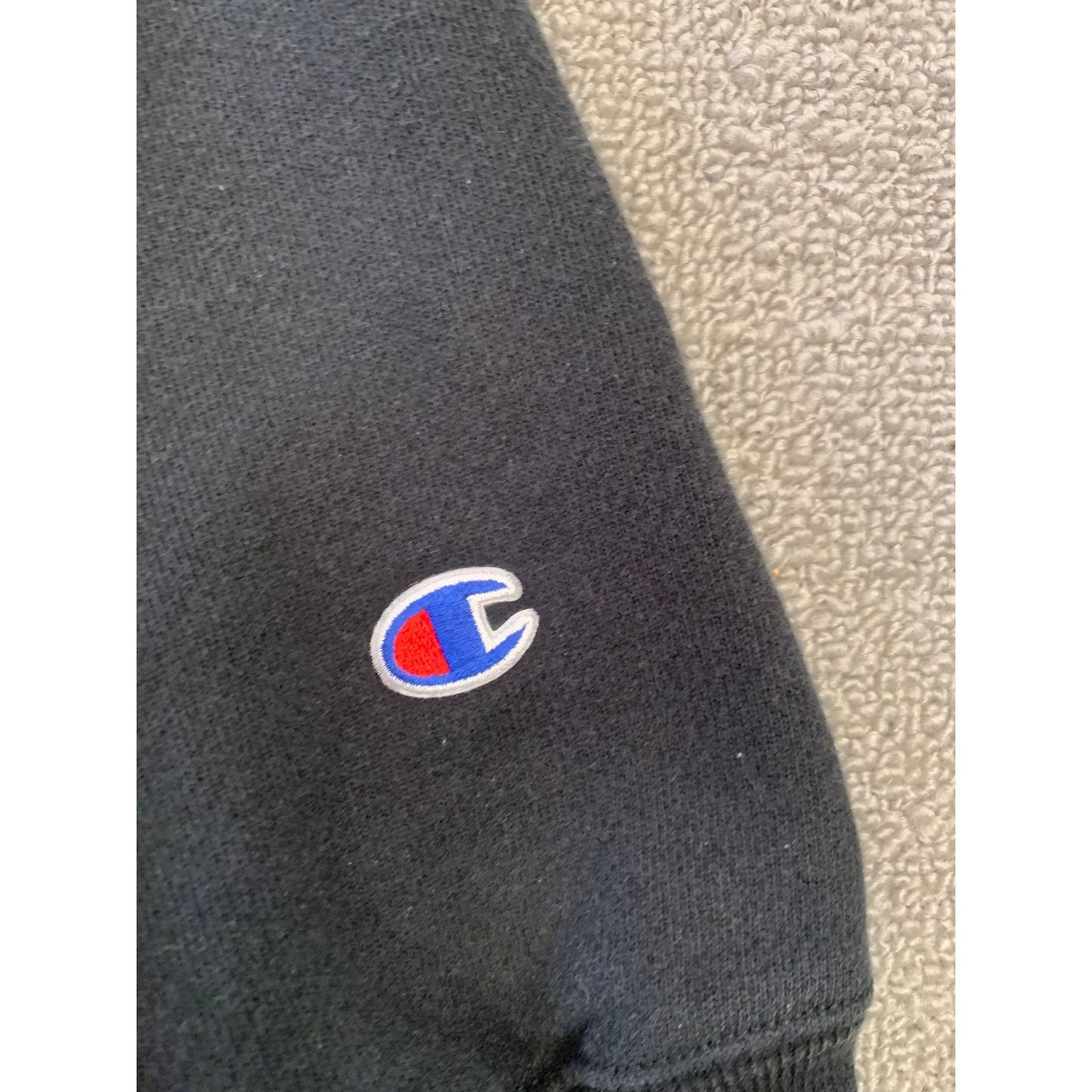 Champion Men Medium Black Reverse Weave Hoodie Sweatshirt