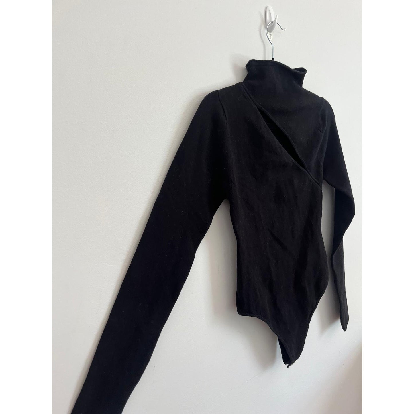 Good American Bodysuit Women Size 2 Black Cutout Long Sleeve Stretchy