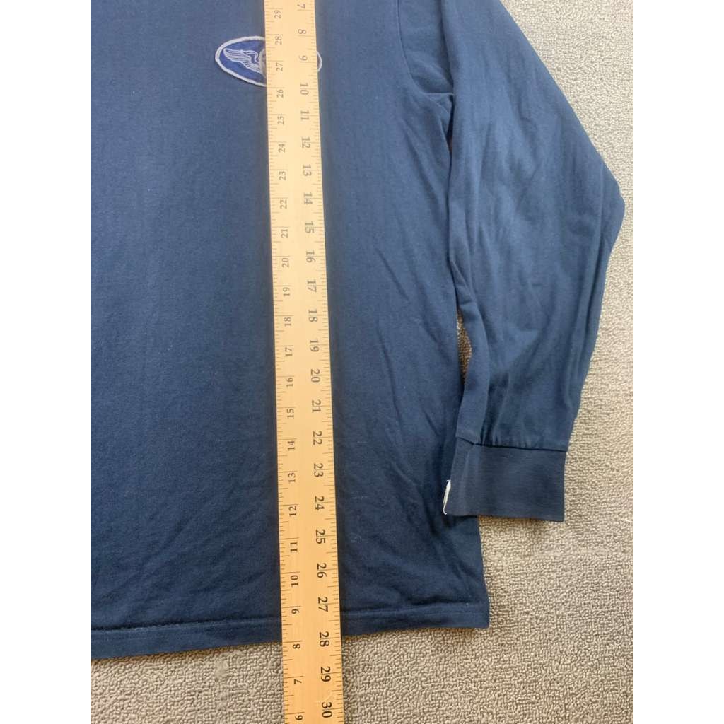A Bathing Ape Long Sleeve T Shirt Men XL Navy Chest Logo Patch Tag Streetwear