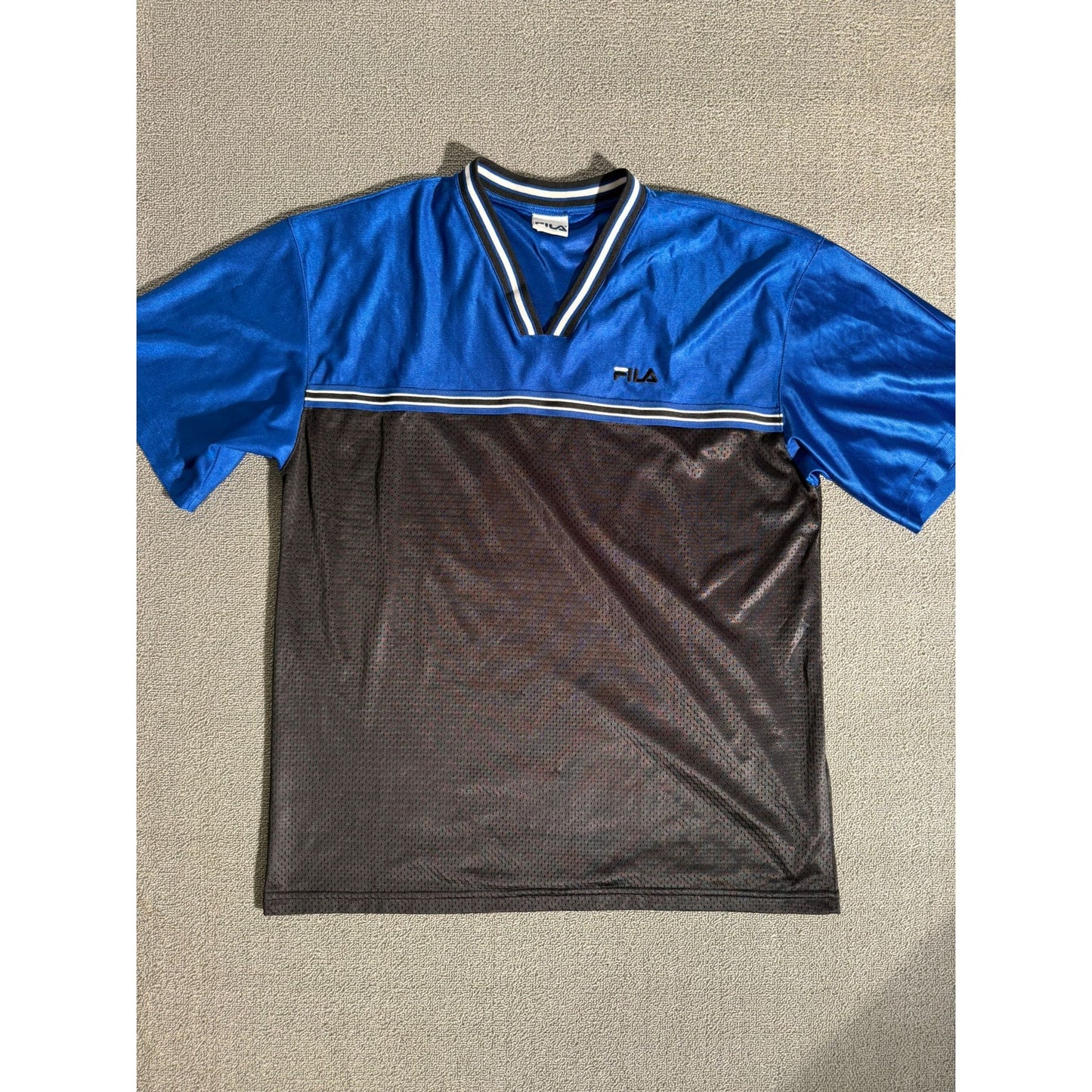 Fila v‑neck mesh colorblock top Men Large blue black sporty